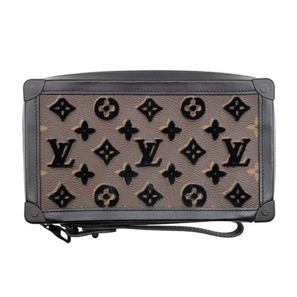Louis Vuitton Clutch Bag Soft Trunk Clutch Monogram Brown Black - Picture 1 of 8